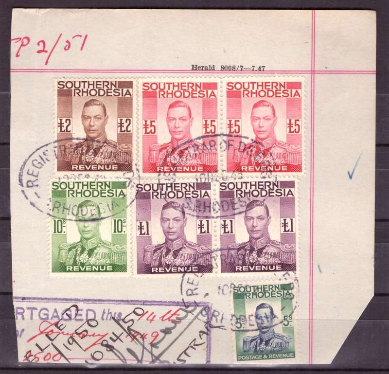 Southern Rhodesia.  Revenue stamps. Mixt condition.