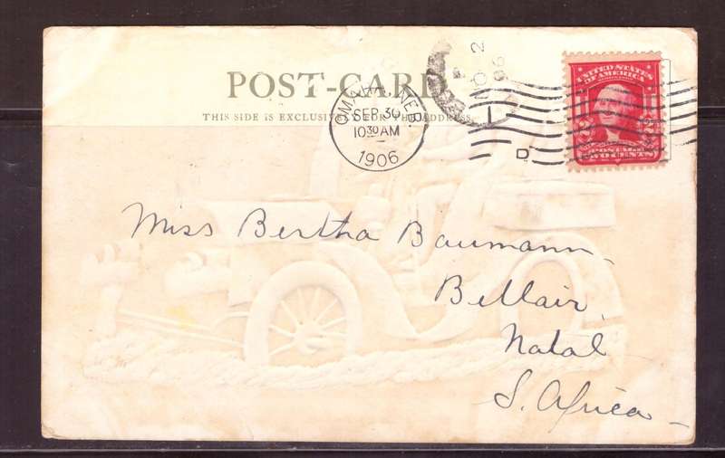 USA Post cart 1906  from  Omaha too Bellair Natal. 225 Indians heve cars.