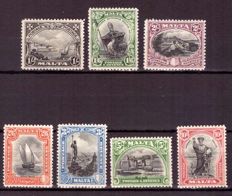 Malta. Scott #166-172.  MH  1926
