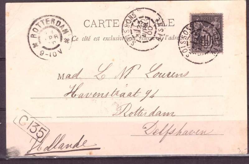 Post Cart 1900 from France to Rotterdam
