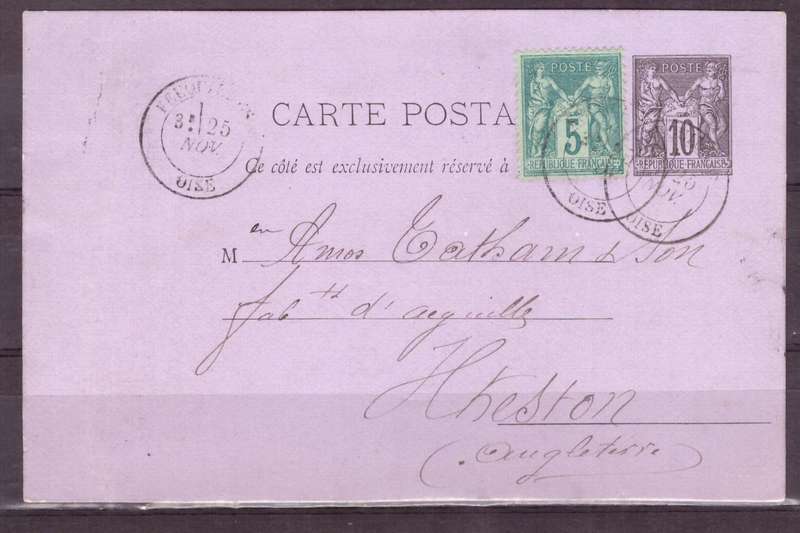 Post Cart 1882? from France to  England