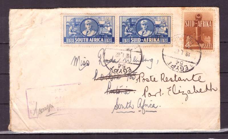 UNION  of South Africa. South African Army Post Offices in Egypt World War II