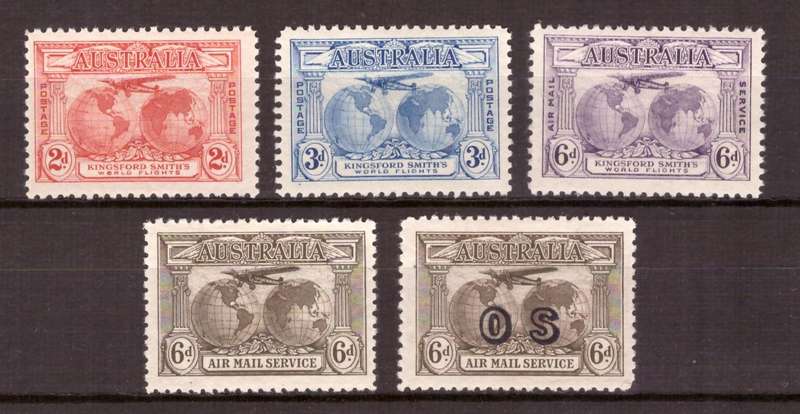 Australia . SG cat.#121-123 and#139  and #139a MH