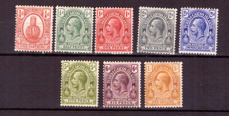 Turks- Caicos Islands. Scott #154-161.  1921MH