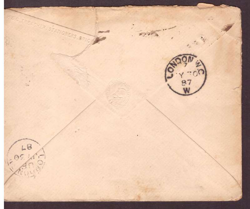 England cover 1887 from Brichton to London.