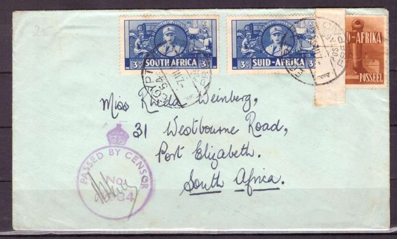 UNION  of South Africa. South African Army Post Offices in Egypt World War II