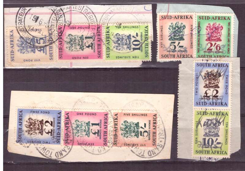 UNION of South AFRICA.  Revenue stamps. Mixt condition.