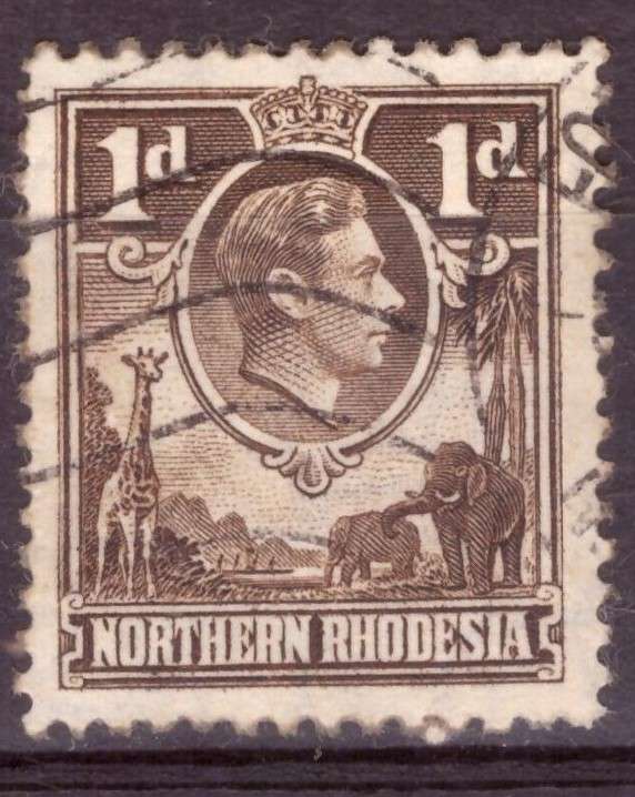 Northen Rhodesia  1938 issue 1.d. SACC # 27aa. `'"Extra Boatman'" flaw. Fine Used.