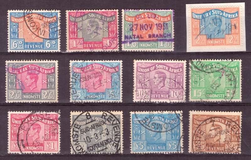 UNION of South AFRICA.  Revenue stamps. Mixt condition.