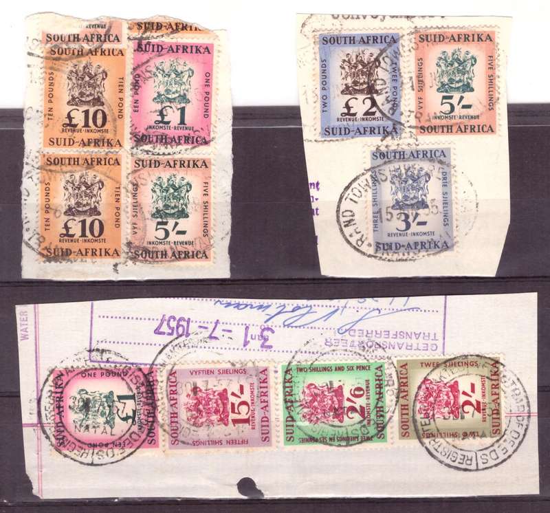 UNION of South AFRICA.  Revenue stamps. Mixt condition.
