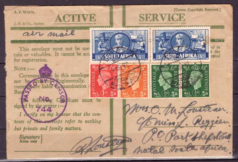 UNION  of South Africa. South African Army Post Offices in Egypt World War II