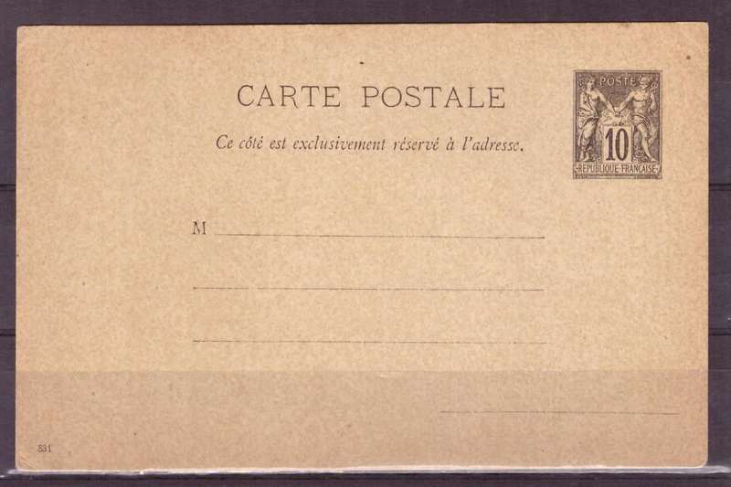 Post Cart  France .  10c
