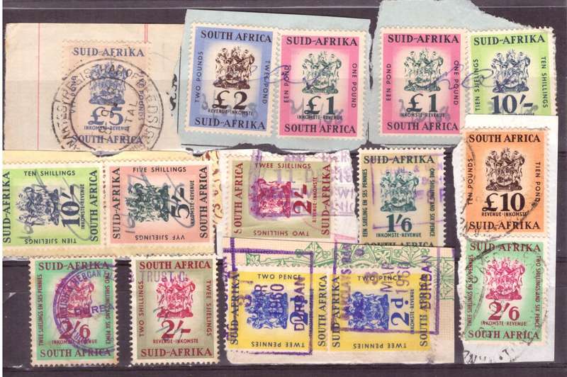 UNION of South AFRICA.  Revenue stamps. Mixt condition.
