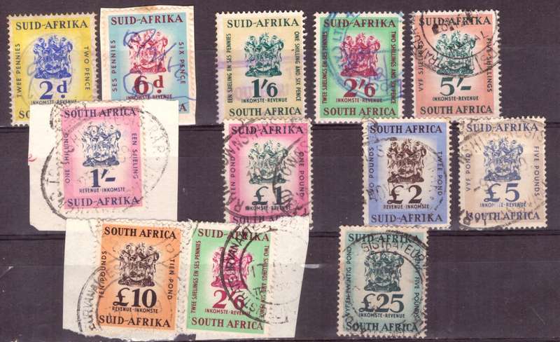 UNION of South AFRICA.  Revenue stamps. Mixt condition.