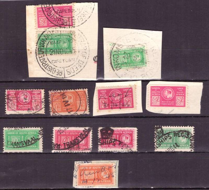 UNION of South AFRICA.  Revenue stamps. Mixt condition.