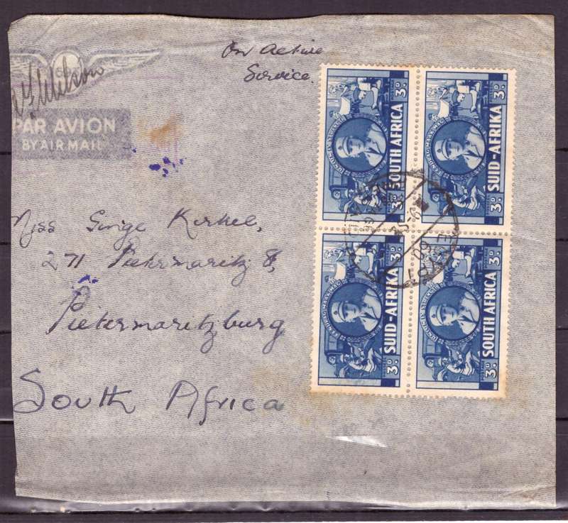 UNION  of South Africa. South African Army Post Offices in Egypt World War II