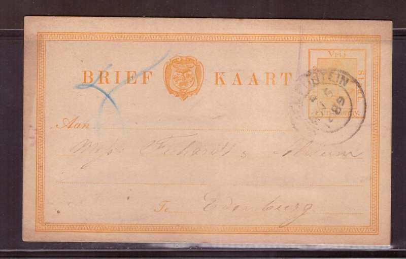 Orenge Free State   1889  Brief Kaart.. from ?? to  Edenburg.