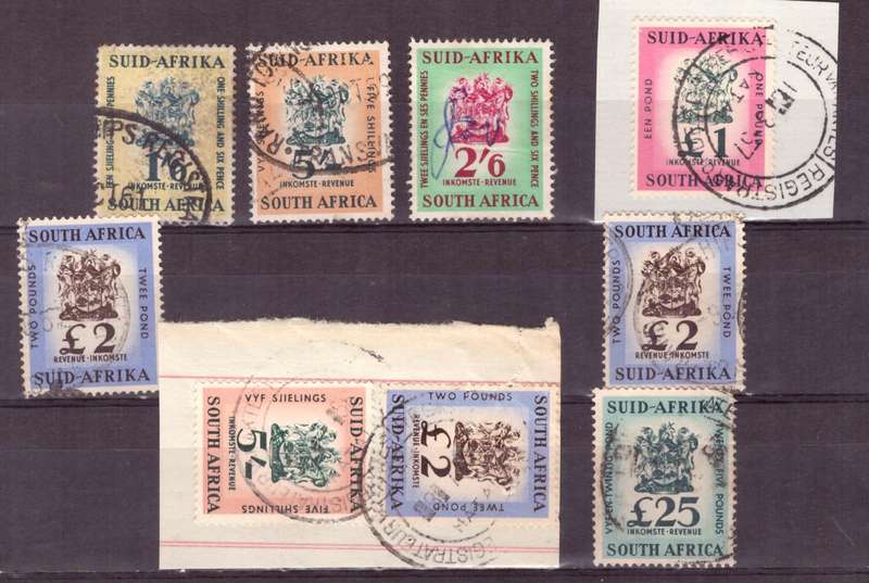 UNION of South AFRICA.  Revenue stamps. Mixt condition.