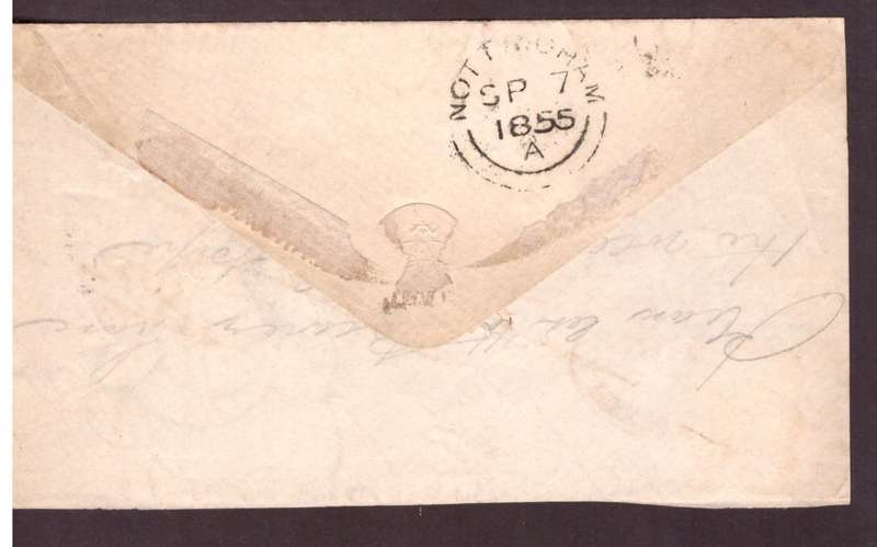 England cover 1855  from Birmingham to Nottecham