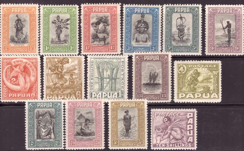 Papua SG. cat #130-144.  MH. from 1/2d to 10/. 1932 .