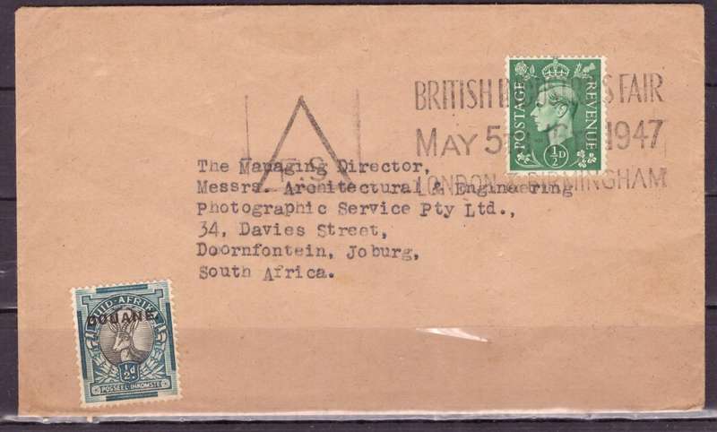 UNION of South AFRICA.  TAX. Cover. NICE.