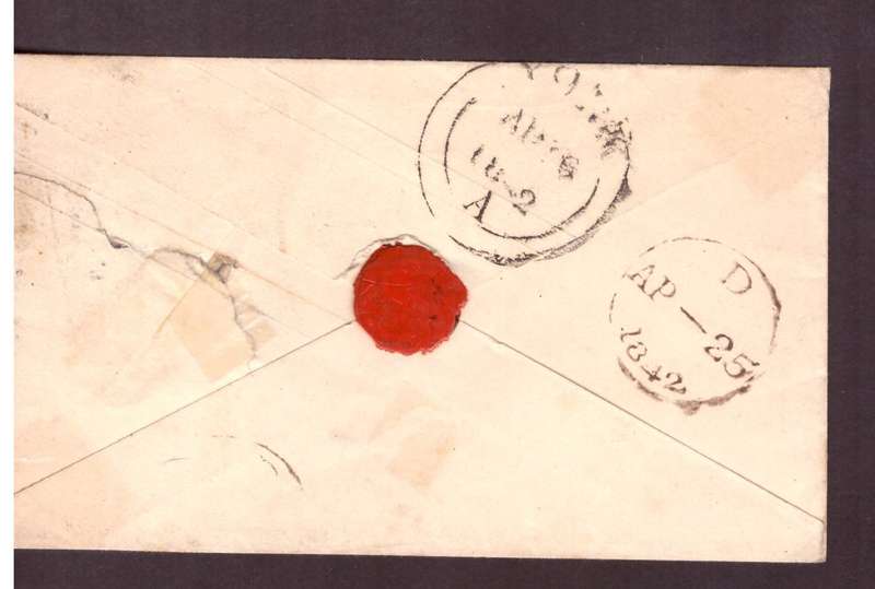 England cover 1842 small demege.nice cancel.