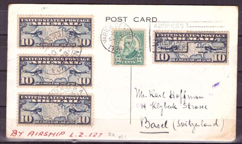 Germany  Zeppelin L.Z. 127. From US to Switzerland. 1928