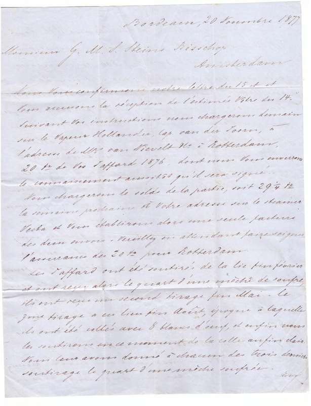 France. Folder, 1877 from France to Amsterdam.