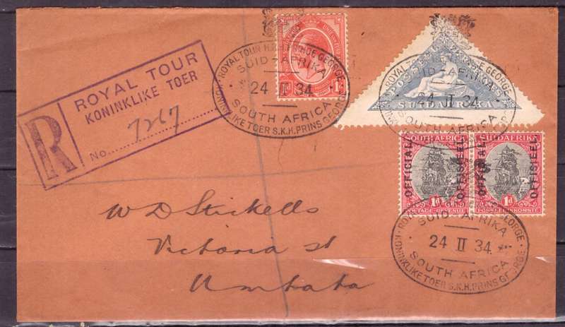 UNION of South AFRICA.  ROYAL TOUR 1934. Prince George.