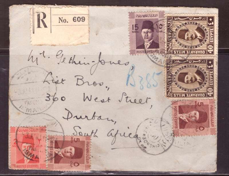 Egypt . Cover 1941 from Alexandria too Durban .Nice Censor.