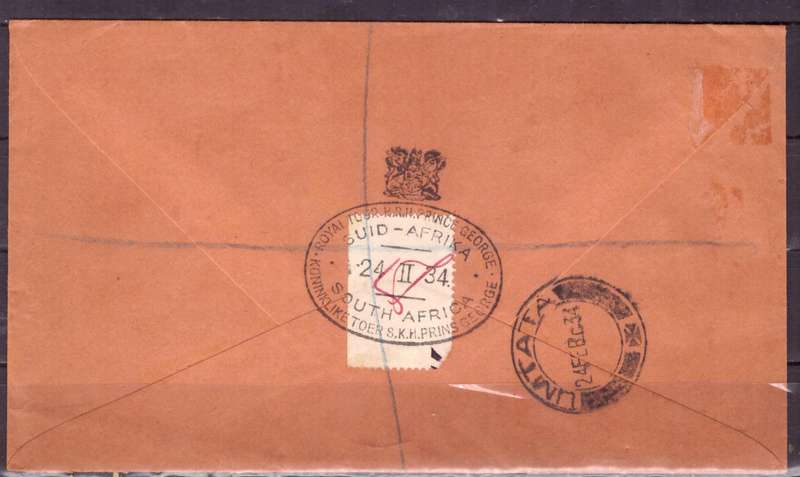 UNION of South AFRICA.  ROYAL TOUR 1934. Prince George.