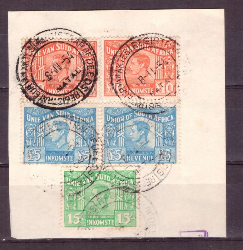 UNION of South AFRICA.  Revenue stamps. Mixt condition.