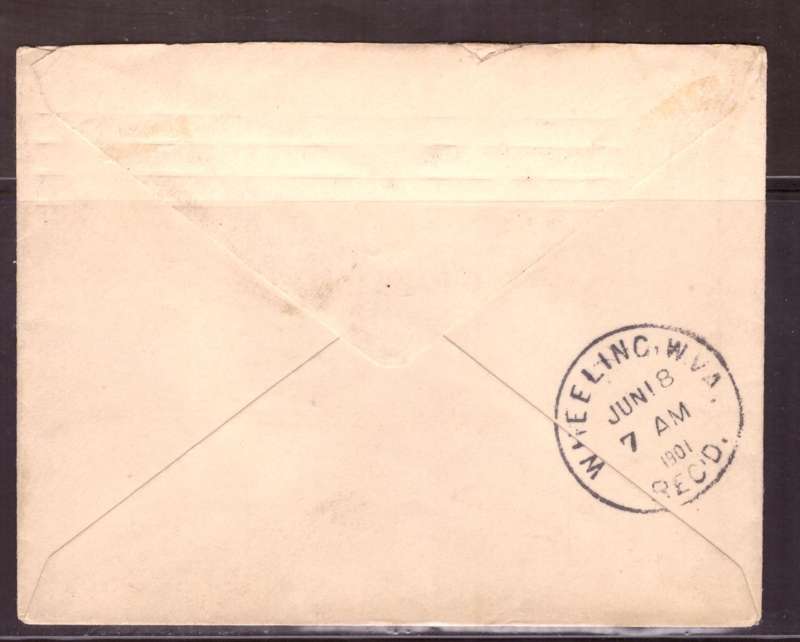 USA 1901 Cover from Indianapolis too Wheeling.