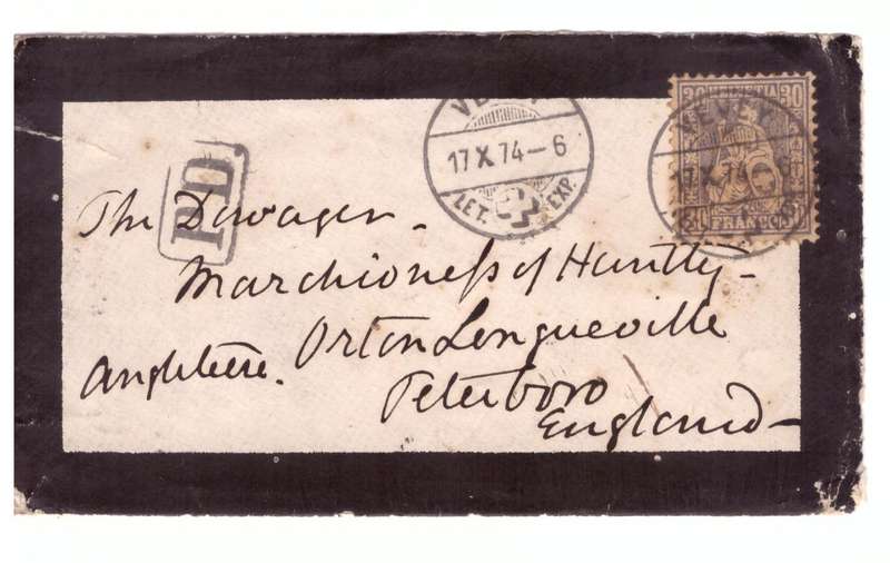 Switzerland cover 17-10- 1874 from Vevey to England