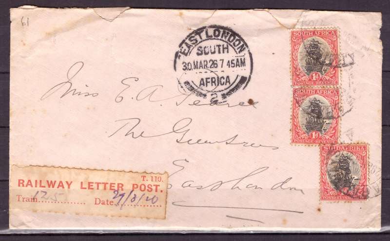UNION of South AFRICA.  Railway Letter Post . Mixt condition.