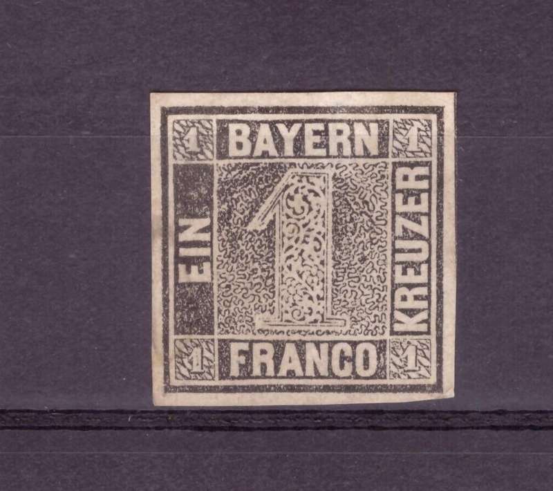 Bayern 1849  #1 issue . Mint Expert Marking.
