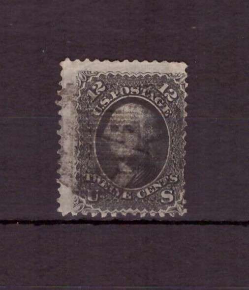 USA 1861 issue 12c. with Z grill. 14x18 points 11x14mm.