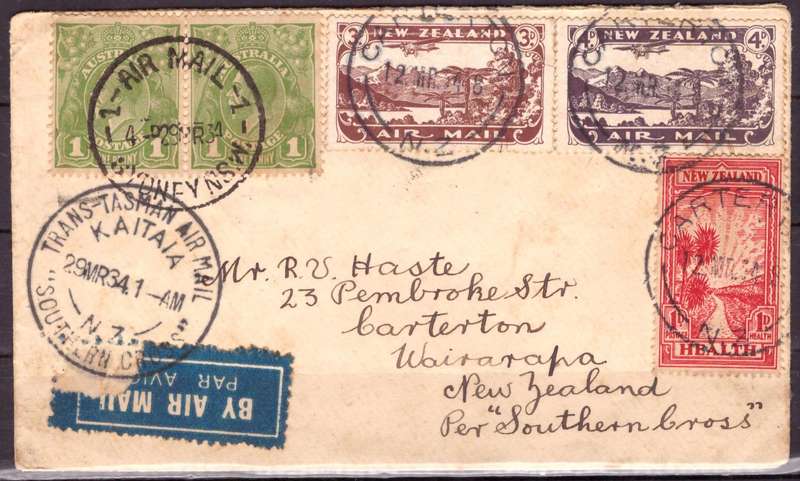 Rare Trans-Tasman Air Mail 1934.