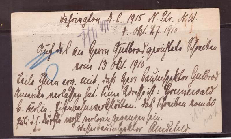 USA Post cart 1910  from  Washington too  Berlin
