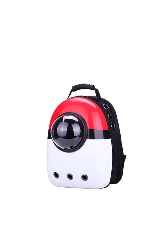 Portable Travel Space Capsule Pet Carrier Backpack - Red & White