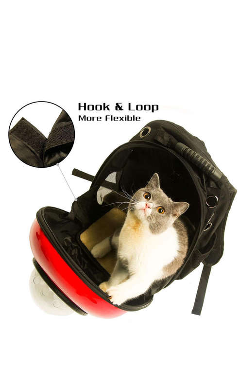 Portable Travel Space Capsule Pet Carrier Backpack - Red & White
