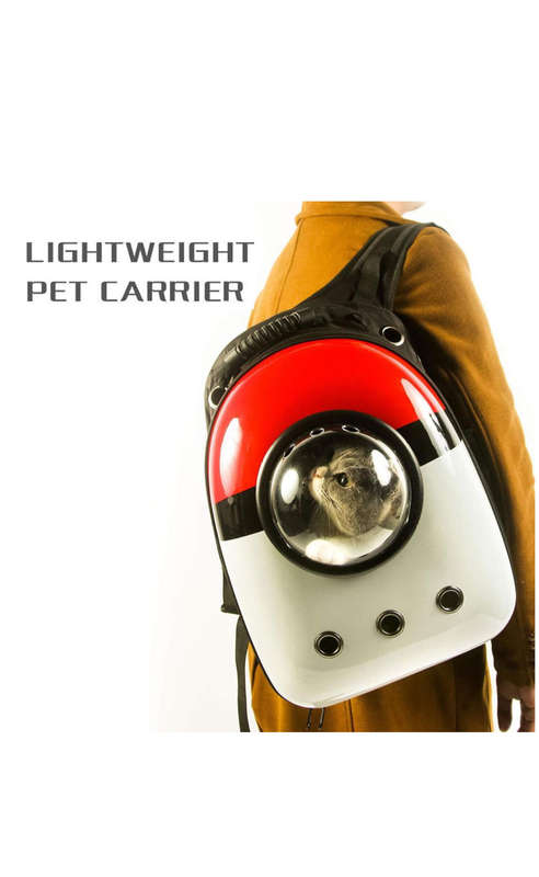 Portable Travel Space Capsule Pet Carrier Backpack - Red & White
