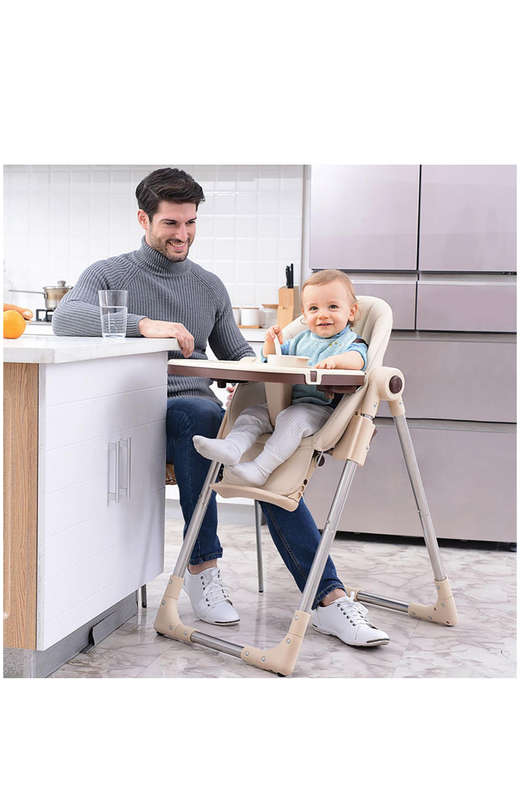 Adjustable Multifunctional Baby Dining High Chair - Creamy Beige