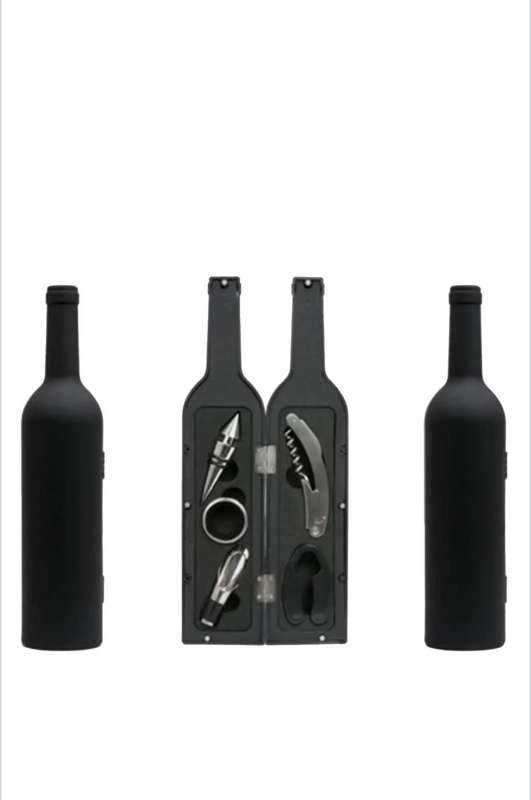 Wine Bottle Shaped Corkscrew & Accessory Gift Set - 5 Piece