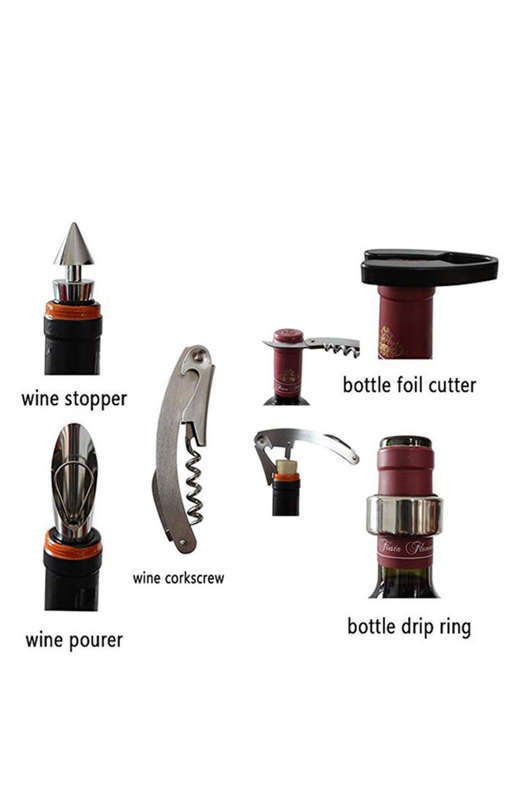 Wine Bottle Shaped Corkscrew & Accessory Gift Set - 5 Piece