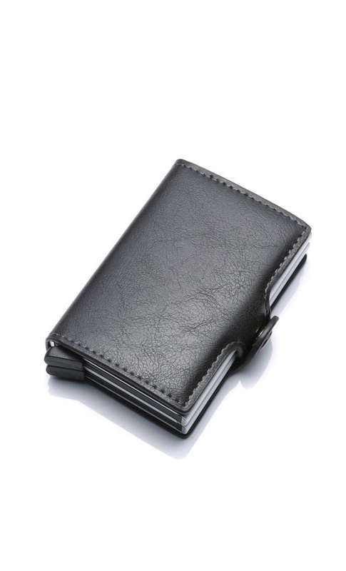 Double Credit Card RFID Blocking Leather Automatic Pop Up Holder