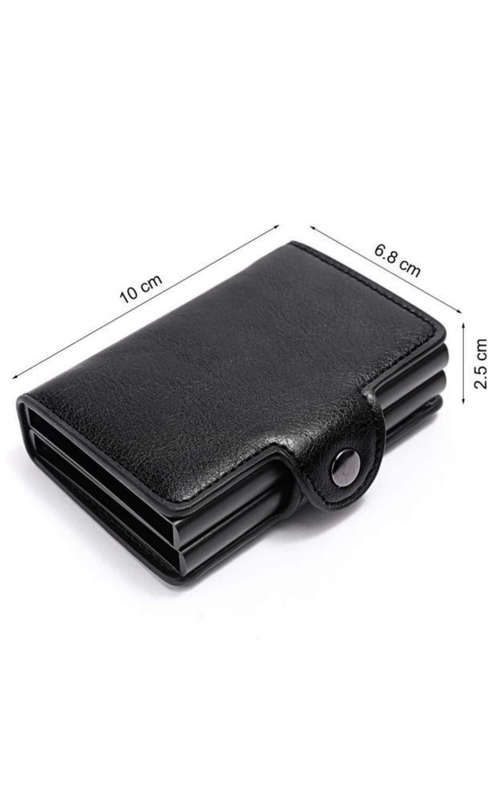 Double Credit Card RFID Blocking Leather Automatic Pop Up Holder