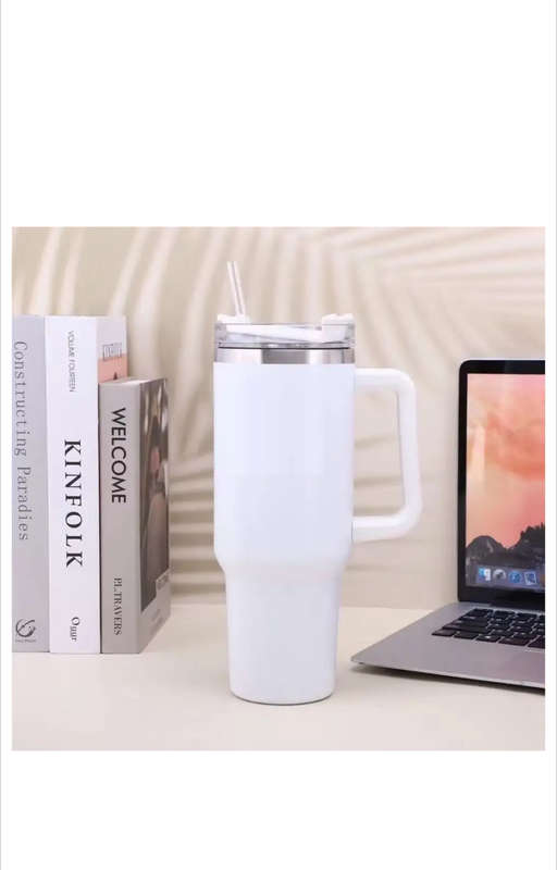 Double Wall Travel Mug Stainless Steel Vacuum Flask with Straw Hot/Cold