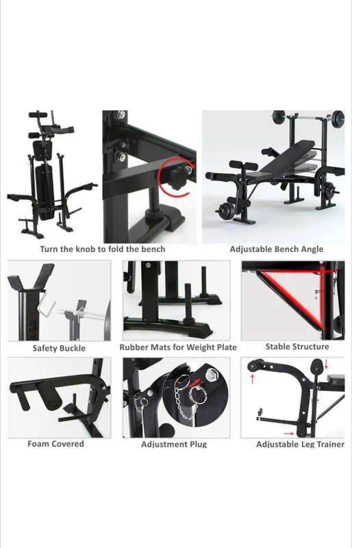 Weight Lifting Bench with Barbell Rack for Workout and Fitness Training