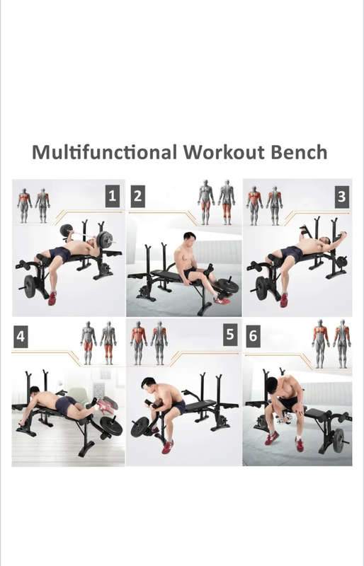 Weight Lifting Bench with Barbell Rack for Workout and Fitness Training